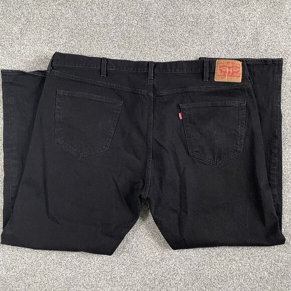 Levis 501 Original Jeans Mens Stretch Straight Leg Button Fly Black Size 48x31 - Picture 1 of 13